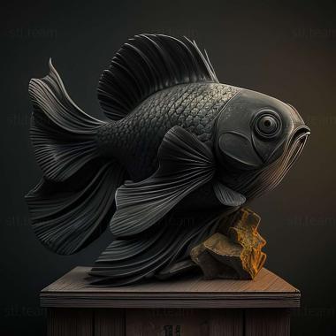 3D model Dark grey oranda fish (STL)